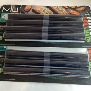 New 2 Silicone Barbecue Mat Set of 4 Grill Mats for Outdoor Cooking One Open